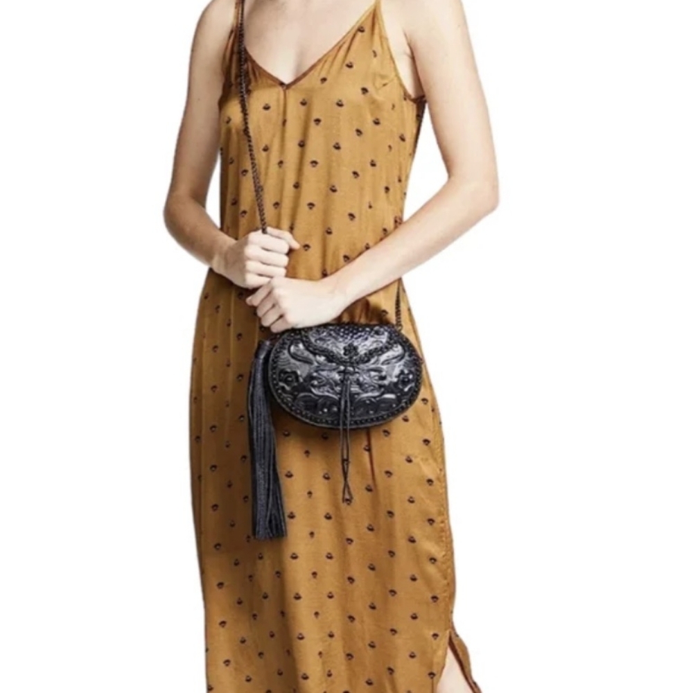 Sam Edelman Matte Black Rosaleen Hardcase Crossbody Bag.